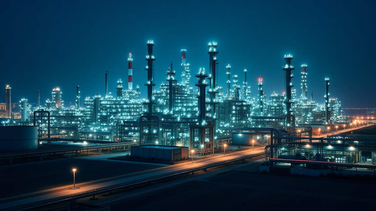 Refinería de petróleo moderna con tecnología avanzada